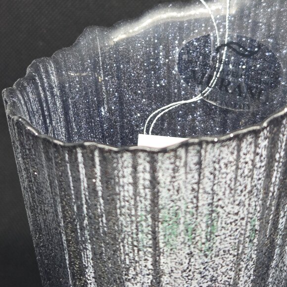 Murano Glass Hand Made in Italy Asymmetrical Vase - Grey Glitter - Picture 6 of 7